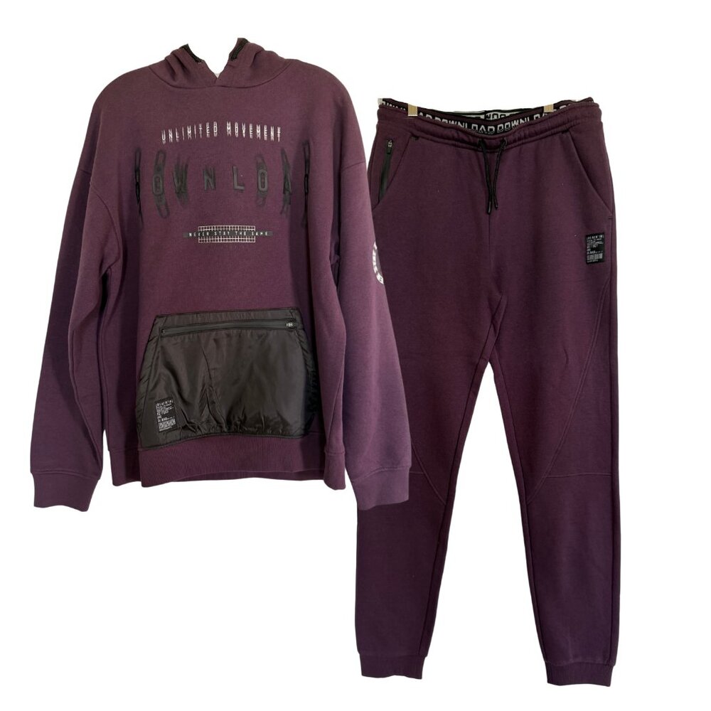 C&A Streetwear Tracksuit Set | Purple Hoodie & Joggers | Gaming Vibes | Men’s S